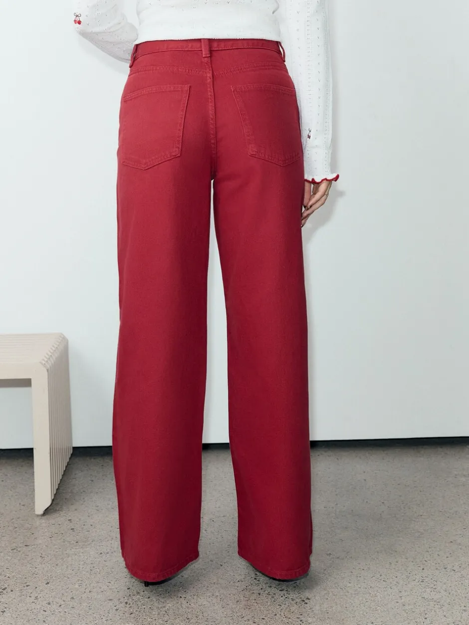 Jeans|Next Rood - Jeans met wijde pijpen