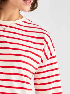 Moederschap|Jojo Maman Bébé Rood - Stripe Long Sleeve Boyfriend Maternity T-Shirt