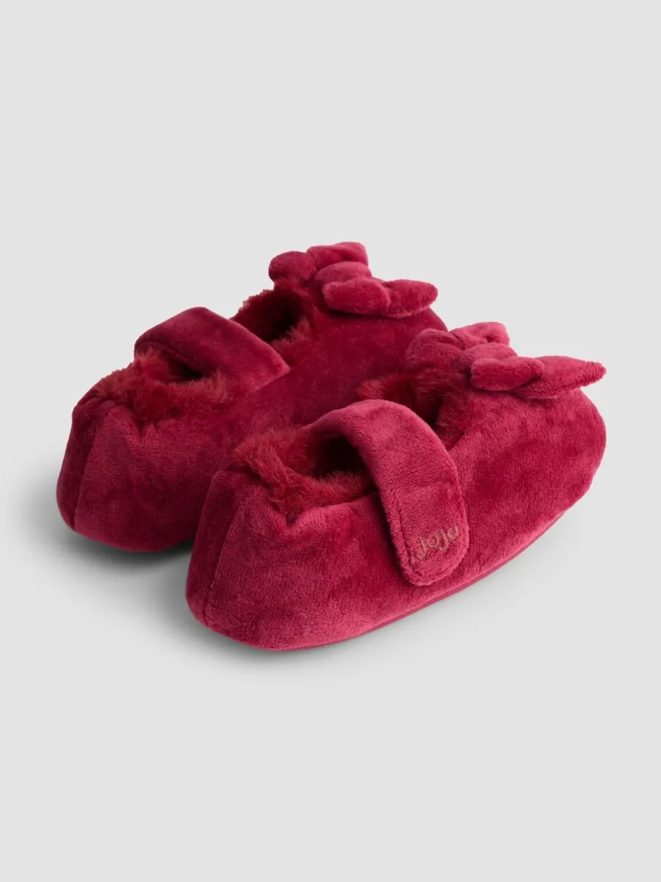 Pantoffels|Jojo Maman Bébé - Velvet Bow Ballet Pump Slippers Rood