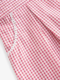 Schoolkleding*Next - Katoenrijke, gegolfde kraag, ruitjesjurk voor school (3-14jr) Rood