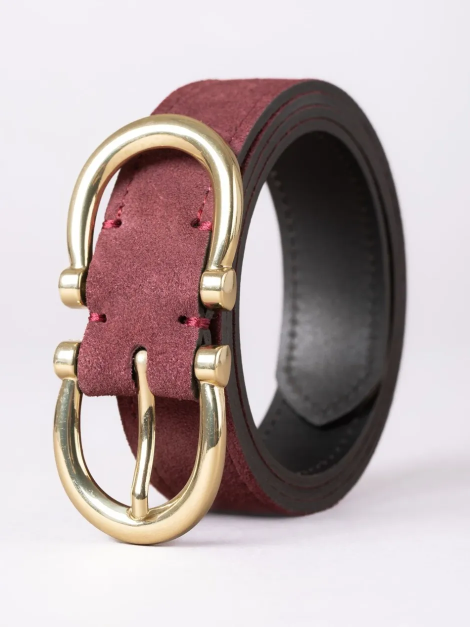 Ceintuurs|Lakeland Leather - Bowness Suède Riem met Dubbele Gesp Rood