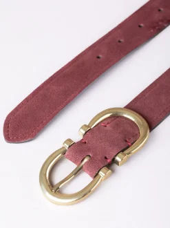 Ceintuurs|Lakeland Leather - Bowness Suède Riem met Dubbele Gesp Rood