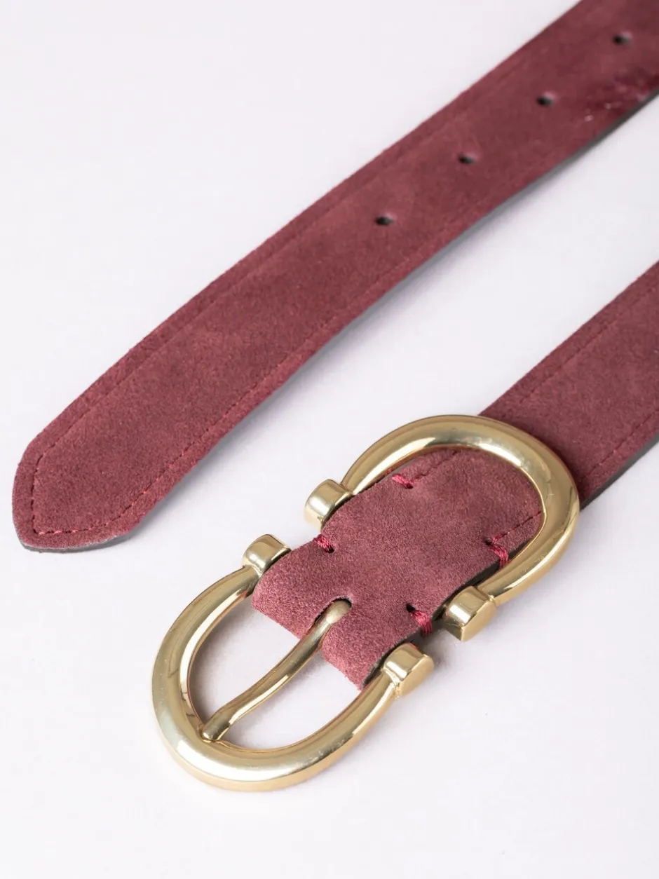 Ceintuurs|Lakeland Leather - Bowness Suède Riem met Dubbele Gesp Rood