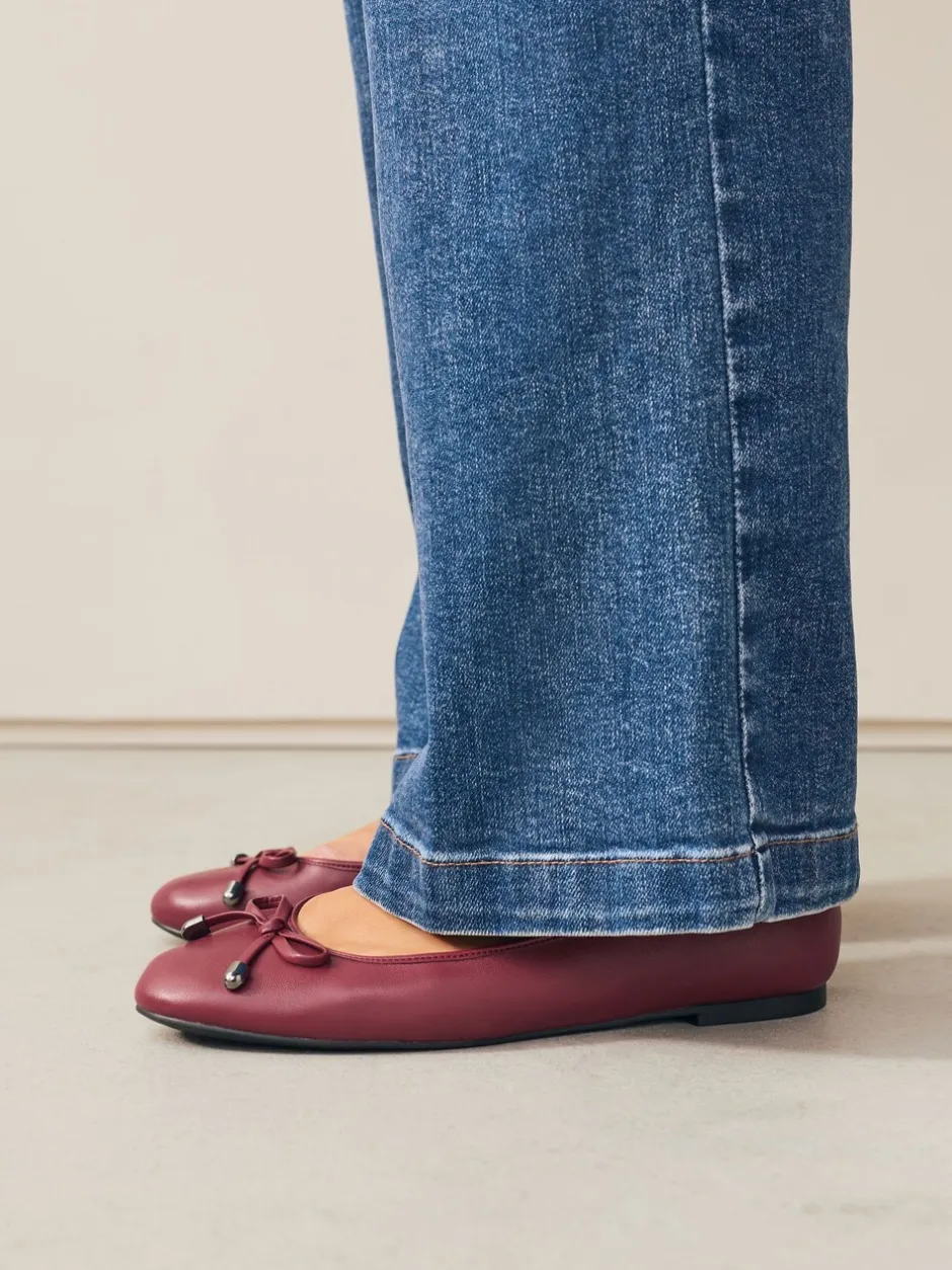 Lage Schoenen|Next Rood - Leren Ballerina's met ronde neus