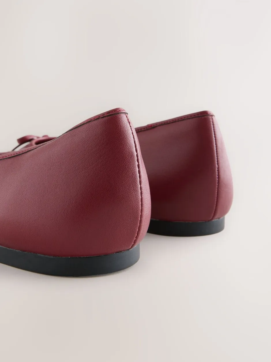 Lage Schoenen|Next Rood - Leren Ballerina's met ronde neus