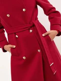 Jassen En Jacks|Lipsy - - Maxi-jas met opstaande kraag Rood