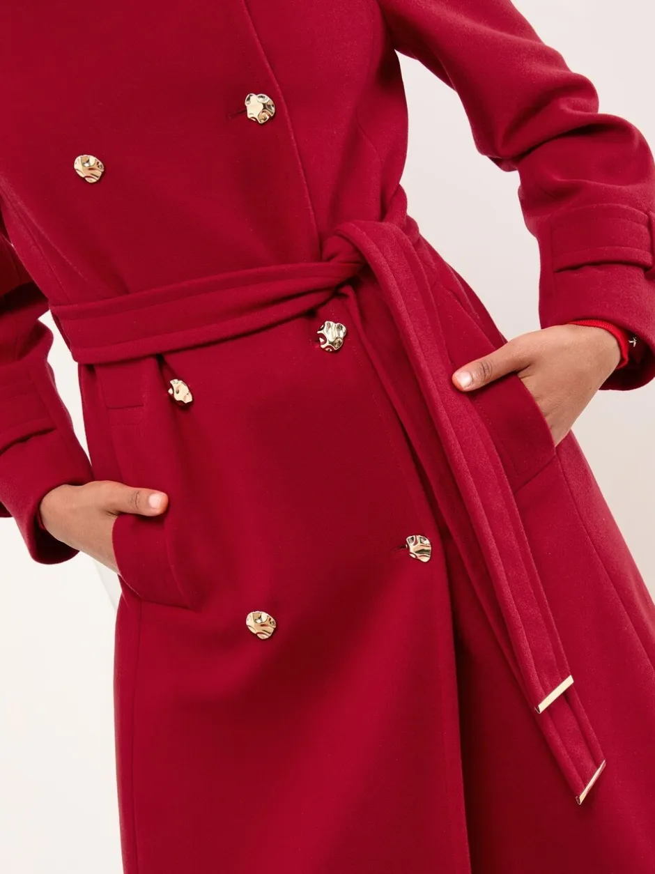 Jassen En Jacks|Lipsy - - Maxi-jas met opstaande kraag Rood