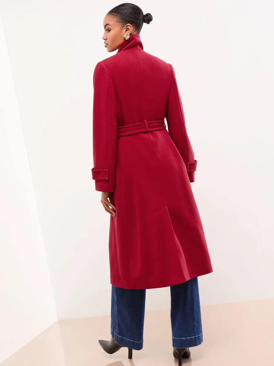 Jassen En Jacks|Lipsy - - Maxi-jas met opstaande kraag Rood