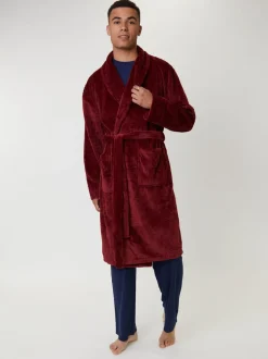 Kamerjassen En Badjassen*Loungeable - wafelstof fleece kamerjas met sjaalkraag Rood