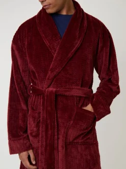 Kamerjassen En Badjassen*Loungeable - wafelstof fleece kamerjas met sjaalkraag Rood