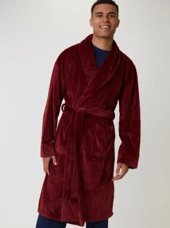 Kamerjassen En Badjassen*Loungeable - wafelstof fleece kamerjas met sjaalkraag Rood