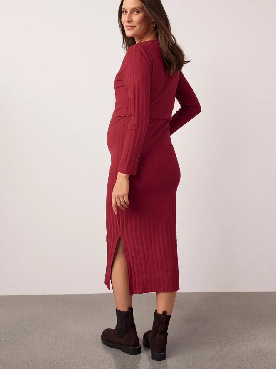 Moederschap|Next - Maternity Long Sleeve Nursing Shelf Dress Rood