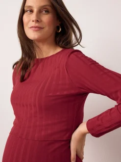 Moederschap|Next - Maternity Long Sleeve Nursing Shelf Dress Rood