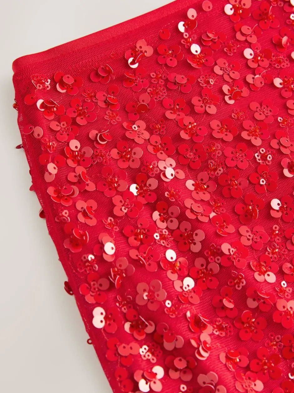 Rokken|Next Rood - Mini-rok met lovertjes