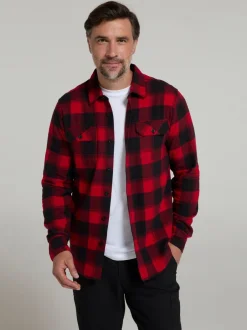 Shirts*Mountain Warehouse Rood - - Flanellen Trace overhemd met lange mouwen voor heren