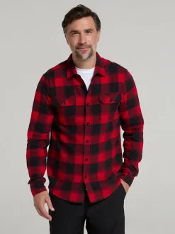 Shirts*Mountain Warehouse Rood - - Flanellen Trace overhemd met lange mouwen voor heren