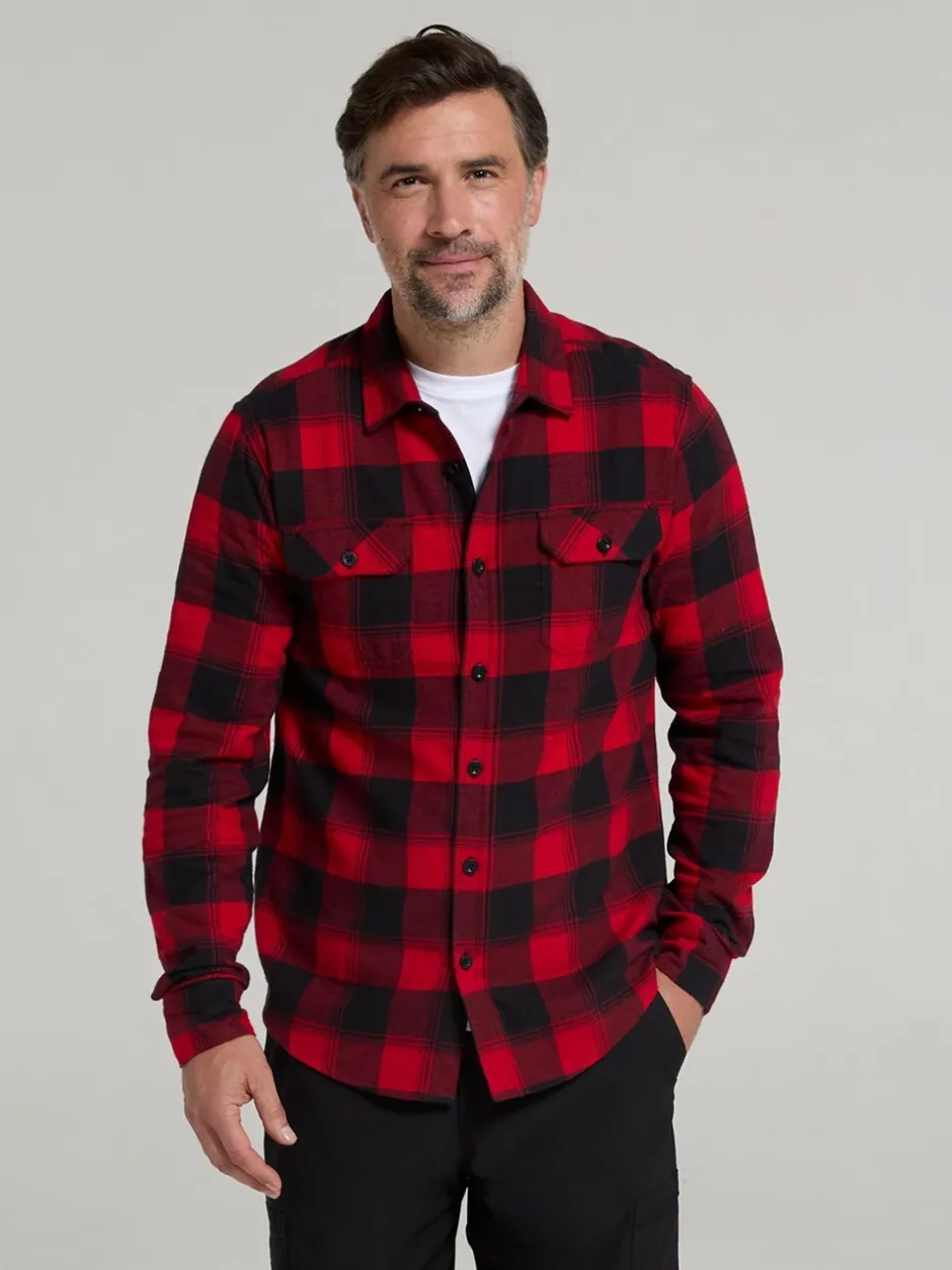 Shirts*Mountain Warehouse Rood - - Flanellen Trace overhemd met lange mouwen voor heren