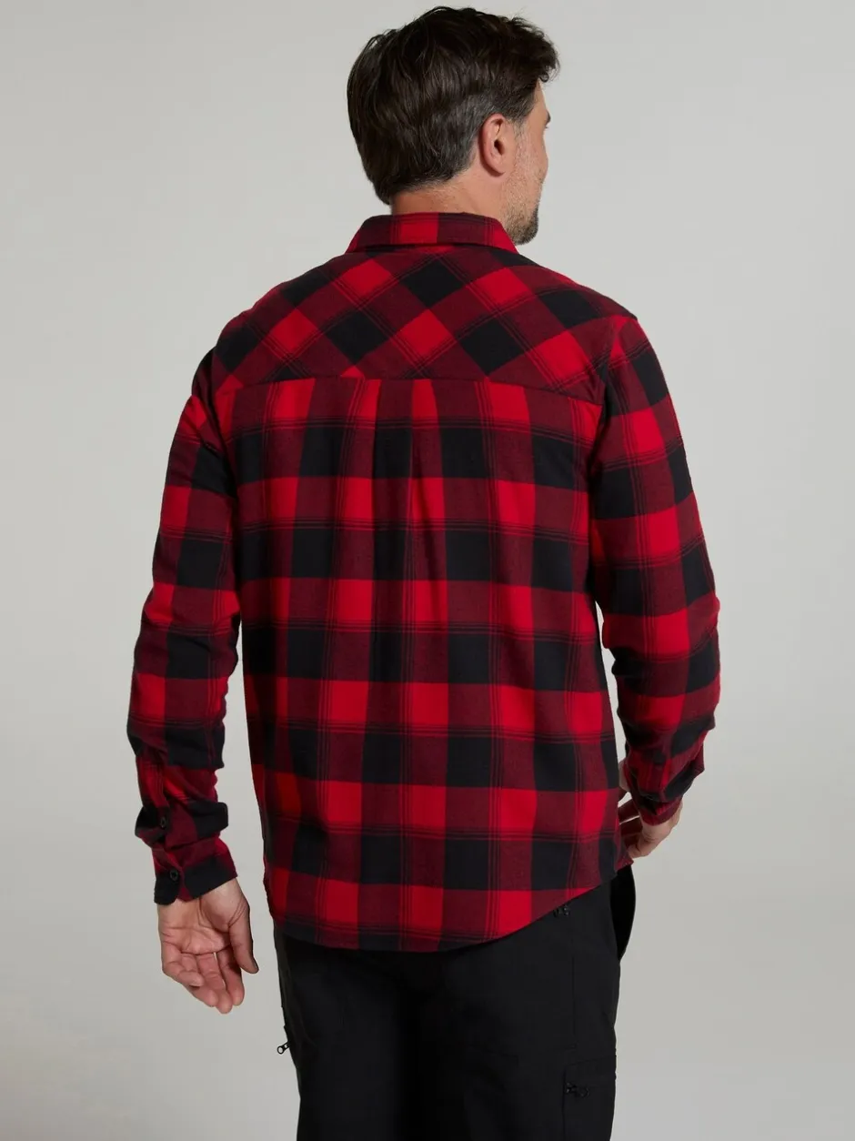 Shirts*Mountain Warehouse Rood - - Flanellen Trace overhemd met lange mouwen voor heren
