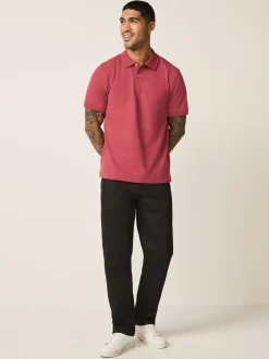 Poloshirts|Next Rood - Normale Pasvorm - Piqué poloshirt met korte mouwen
