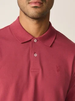 Poloshirts|Next Rood - Normale Pasvorm - Piqué poloshirt met korte mouwen
