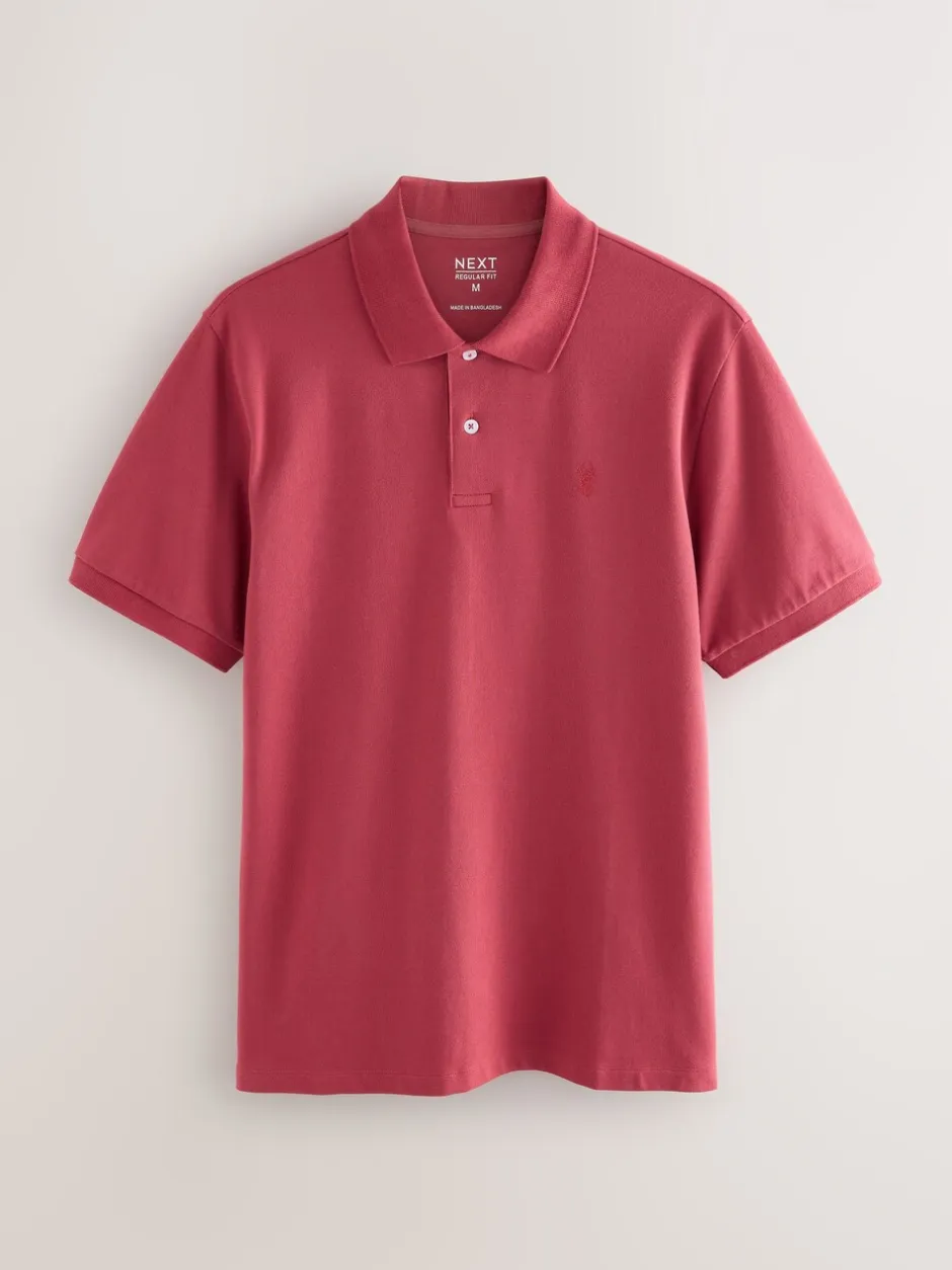Poloshirts|Next Rood - Normale Pasvorm - Piqué poloshirt met korte mouwen