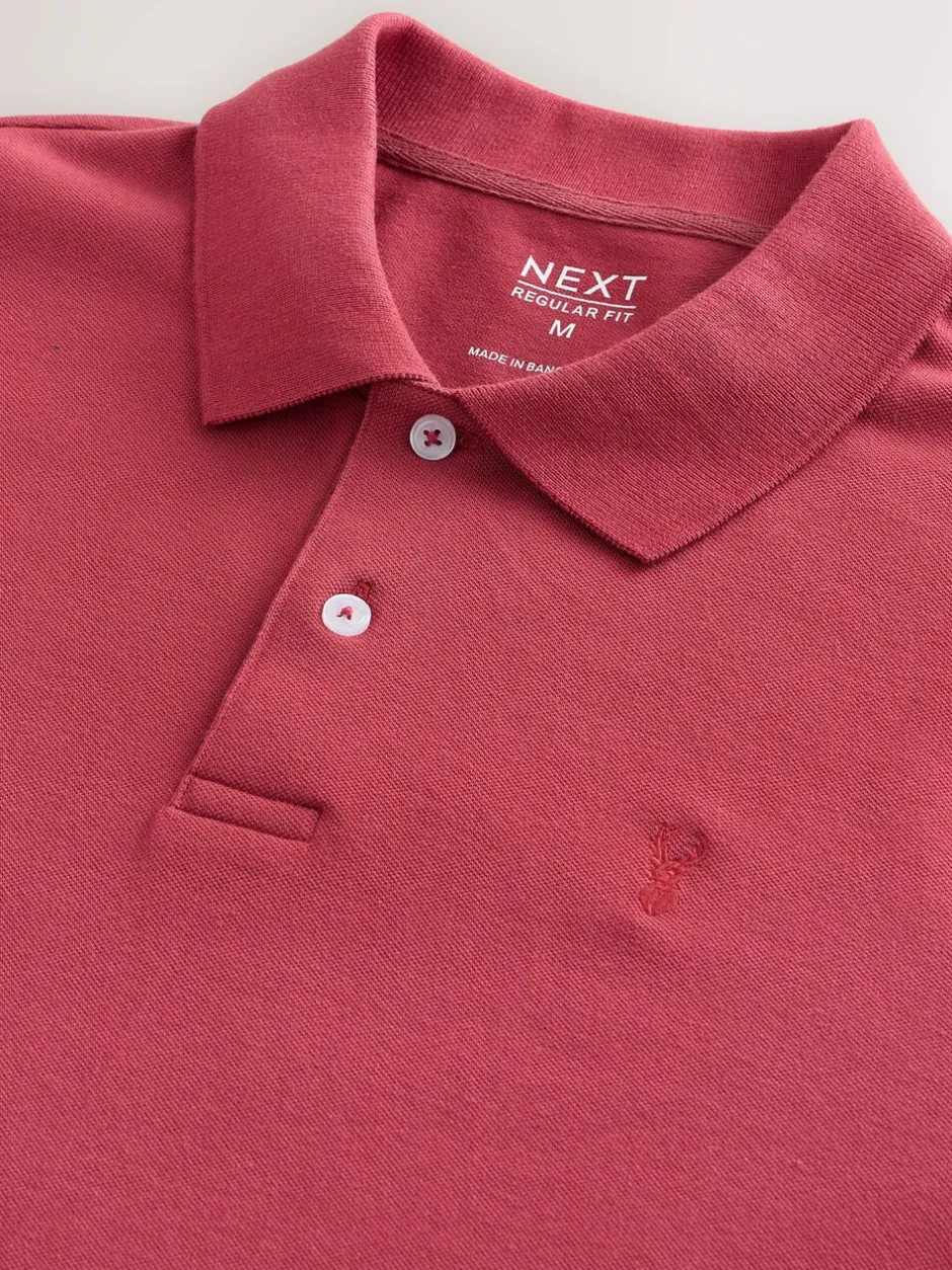 Poloshirts|Next Rood - Normale Pasvorm - Piqué poloshirt met korte mouwen