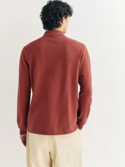 Poloshirts*Next Rood - Normale Pasvorm - Piqué polo met lange mouwen