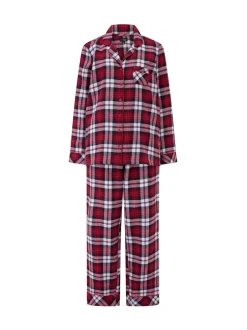 Pyjama's|Loungewear*Pour Moi - geschenkset van behaaglijke geborsteld katoenen pyjama met ruit Rood