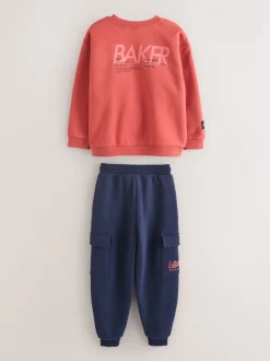 Joggingbroeken|Sweaters En Hoody´S|Baker by Ted Baker - set van sweatshirt en cargojoggingbroek Rood