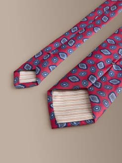 Stropdassen En Pochets*Next Rood - Signature Silk Italian Geometric Tie