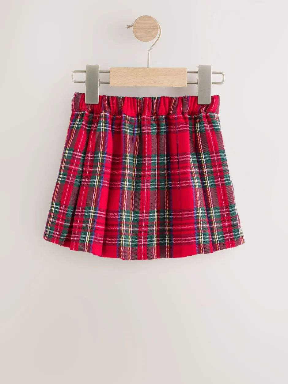 Shorts En Rokken|Next Rood - Tartan Bow Skirt with Navy Tights (3mths-7yrs)