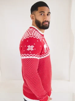 Gebreide Kleding*The Little Tailor - kersttrui met rendierfairislepatroon Rood