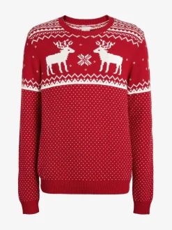 Gebreide Kleding*The Little Tailor - kersttrui met rendierfairislepatroon Rood