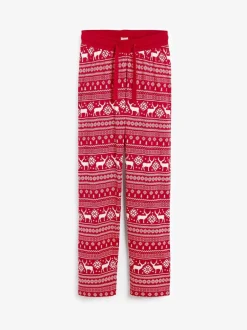 Pyjama's|The Little Tailor - kerstpyjama voor heren met rendier en fairisle-patroon Rood