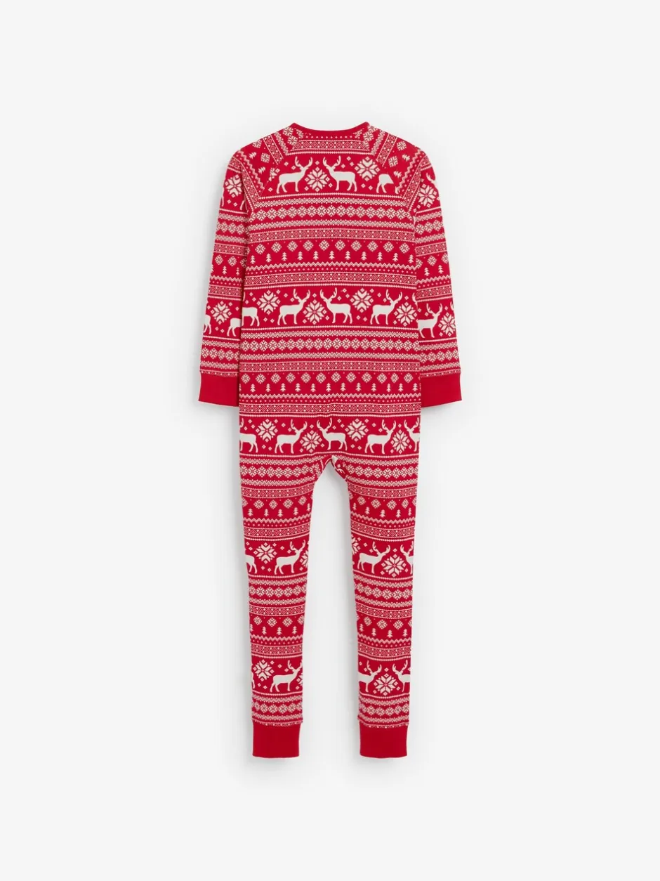 Nachtkleding En Pyjama's|Pyjama's|The Little Tailor - Kids Rendier kerstmis fair isle-patroon 100% katoen alles-in-één Rood
