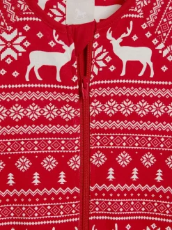 Nachtkleding En Pyjama's|Pyjama's|The Little Tailor - Kids Rendier kerstmis fair isle-patroon 100% katoen alles-in-één Rood