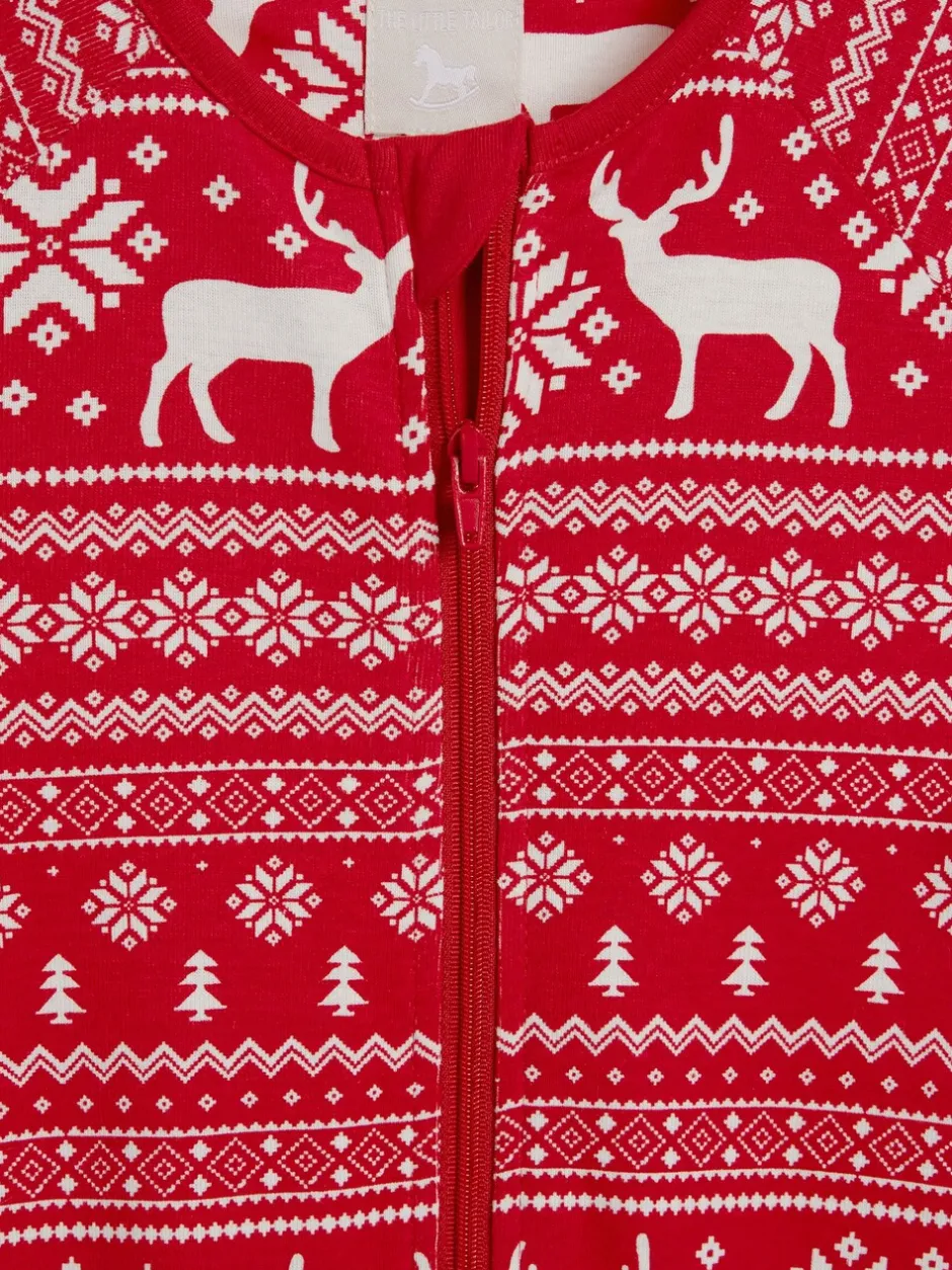 Nachtkleding En Pyjama's|Pyjama's|The Little Tailor - Kids Rendier kerstmis fair isle-patroon 100% katoen alles-in-één Rood