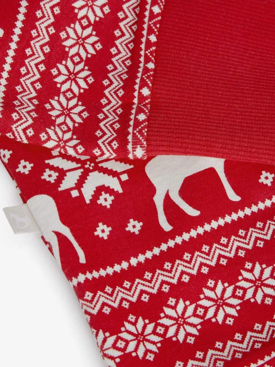 Nachtkleding En Pyjama's|Pyjama's|The Little Tailor - Kids Rendier kerstmis fair isle-patroon 100% katoen alles-in-één Rood