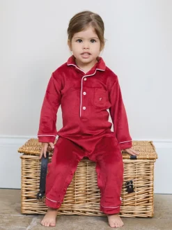 Rompertjes En Tuinbroeken*The Little Tailor - luxe kerst onesie-romper van zacht velours voor baby's Rood
