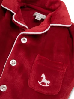 Rompertjes En Tuinbroeken*The Little Tailor - luxe kerst onesie-romper van zacht velours voor baby's Rood