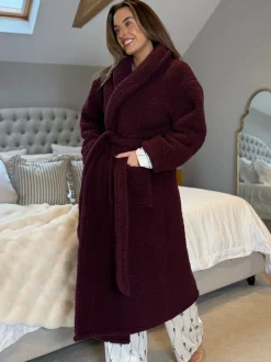 Badjassen*Threadbare - Cosy Borg Dressing Gown Rood