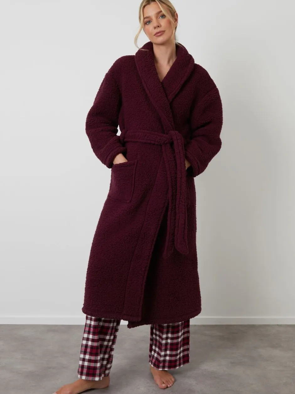 Badjassen*Threadbare - Cosy Borg Dressing Gown Rood