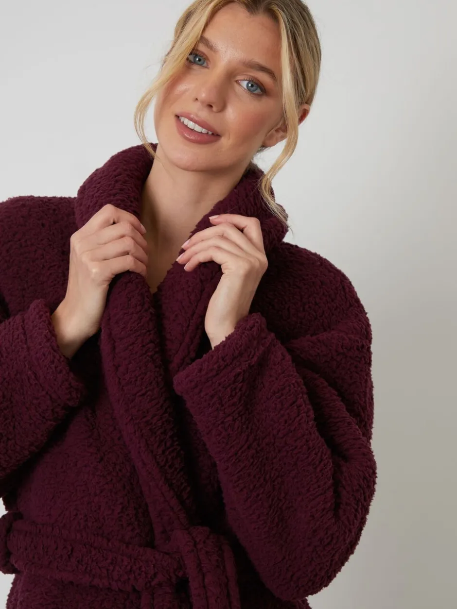 Badjassen*Threadbare - Cosy Borg Dressing Gown Rood