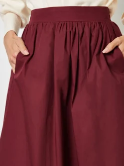 Rokken|Threadbare Rood - Midi rok met zakken