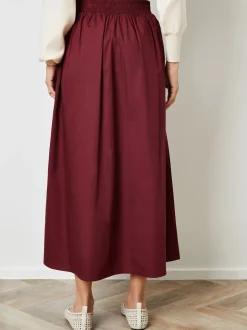 Rokken|Threadbare Rood - Midi rok met zakken