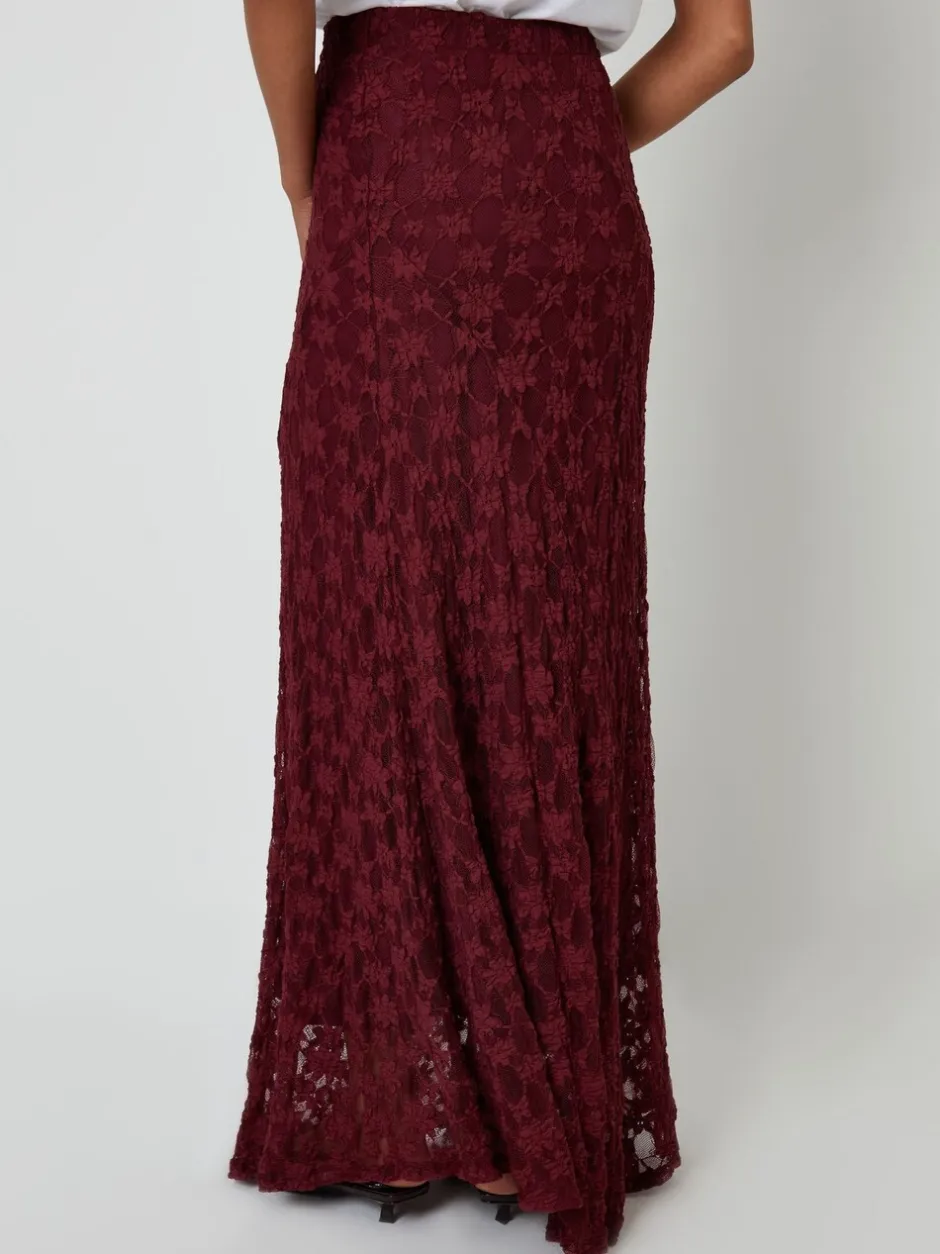 Rokken*Threadbare - Pull On Lace Maxi Skirt Rood