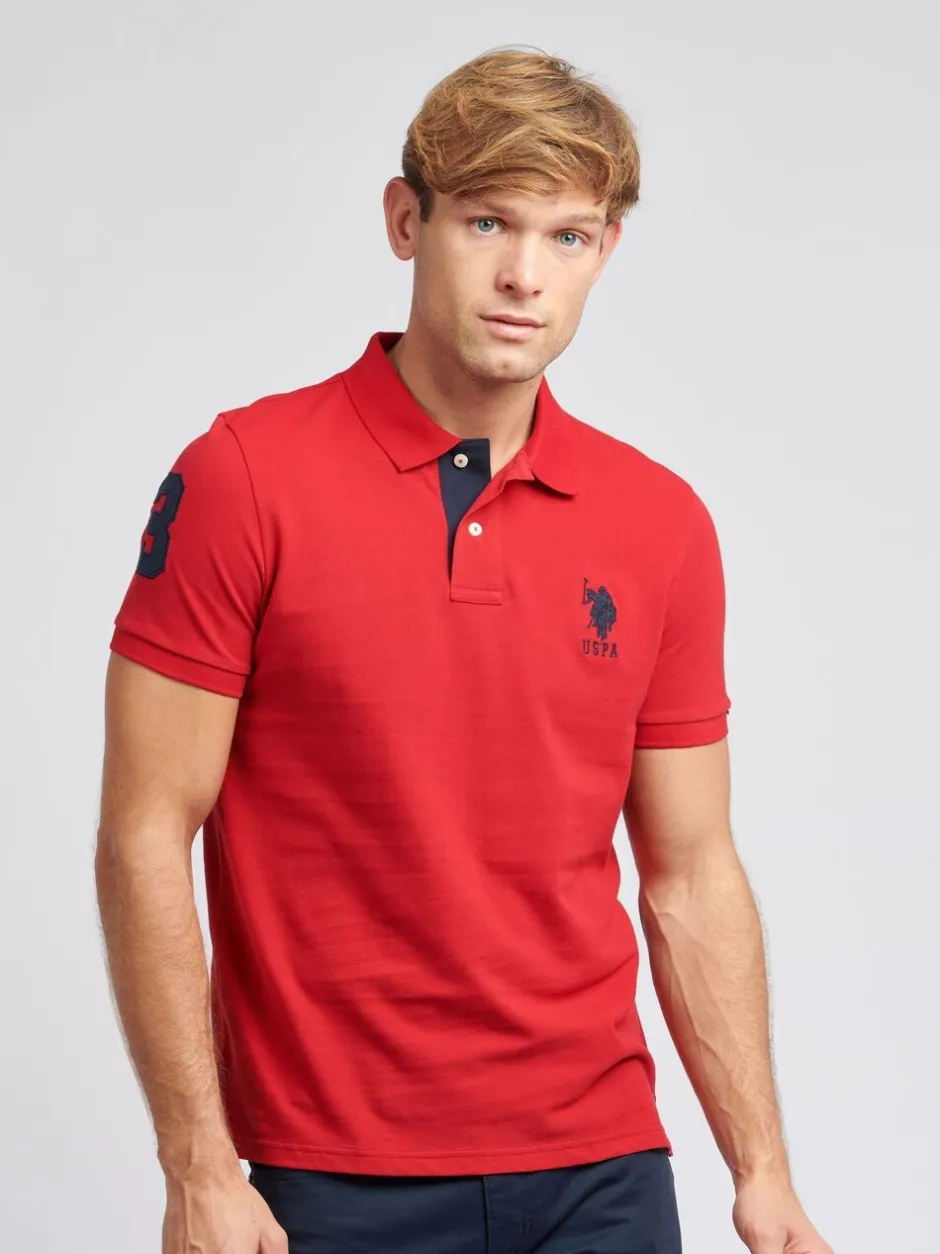 Poloshirts|U.S. Polo Assn Rood - . Regular Fit Mens Player 3 Pique 100% Cotton Polo Shirt
