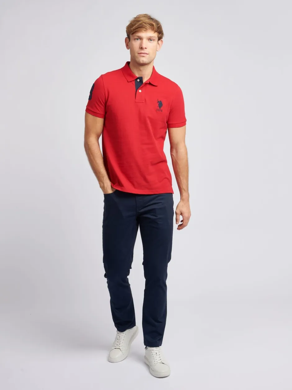 Poloshirts|U.S. Polo Assn Rood - . Regular Fit Mens Player 3 Pique 100% Cotton Polo Shirt