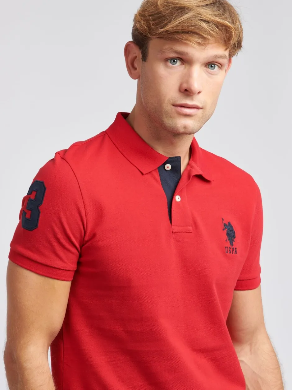 Poloshirts|U.S. Polo Assn Rood - . Regular Fit Mens Player 3 Pique 100% Cotton Polo Shirt