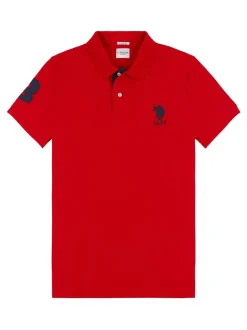 Poloshirts|U.S. Polo Assn Rood - . Regular Fit Mens Player 3 Pique 100% Cotton Polo Shirt